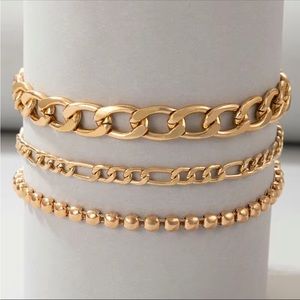 3 Piece Gold Anklet Set